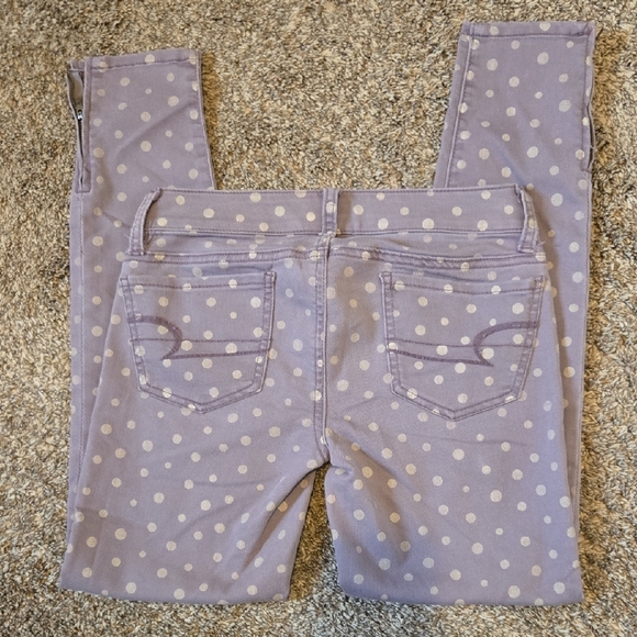 American Eagle Outfitters Purple Polka Dot Jegging With Zipper Ankle Size 0 - Picture 3 of 4